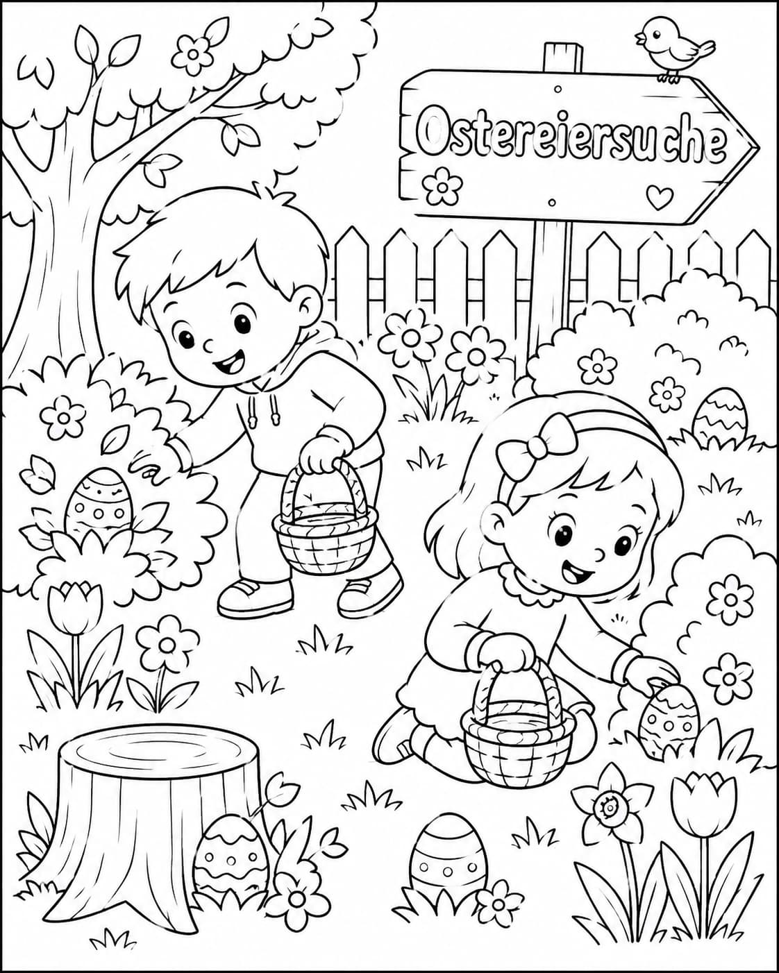 Ostern Motiv 2 als kostenloses Ausmalbild für Kinder